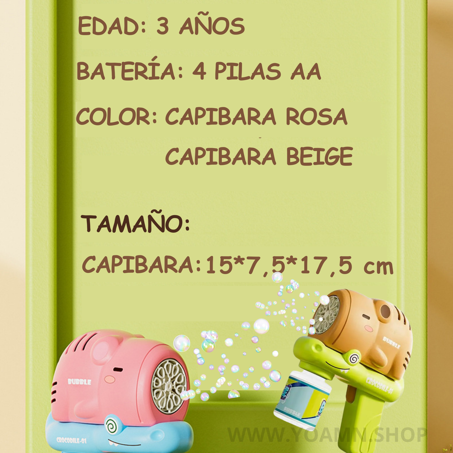 SOPLADOR MÁGICO DE BURBUJAS CAPIBARA, JUGUETE DE BAÑO PARA HACER BURBUJAS - MÁQUINA DE BURBUJAS DE 10 AGUJEROS PARA FIESTAS